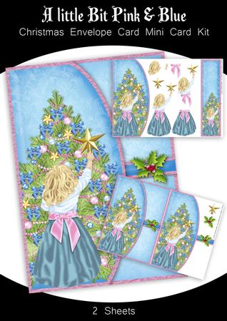 A Little Bit Blue & Pink Christmas Envelope Card Mini Kit