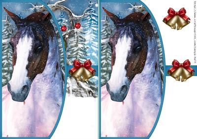 Horse Christmas Envelope Greeting Card Front