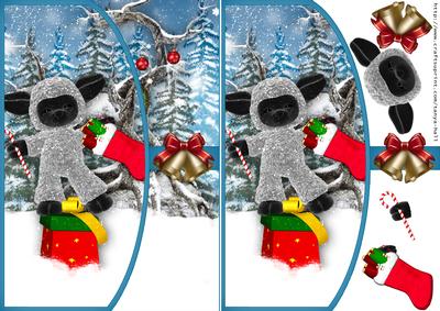 Cute Christmas Sheep with Gifts Envelope Card
