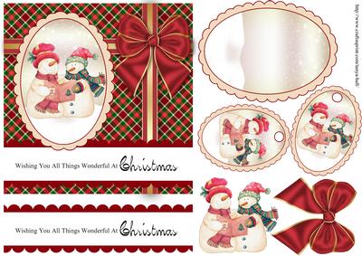 Snowman with Tartan / Plaid Topper