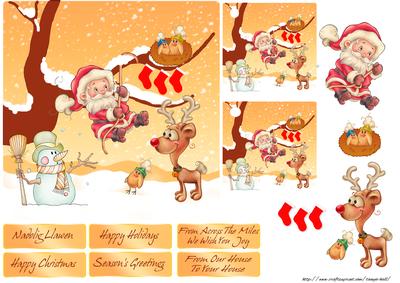 Santa Climbing a Tree to Give Gifts Step by Step Card