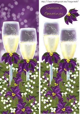 Purple Poinsettia Stylish Champagne Christmas Quick Card