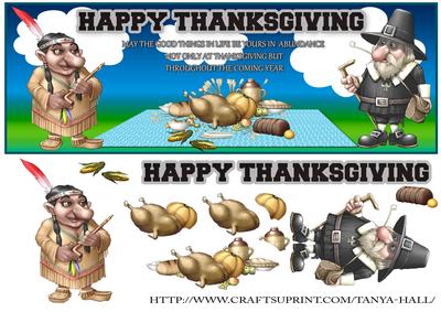 Thanksgiving Pilgrim Turkey Indian Long Dl Card