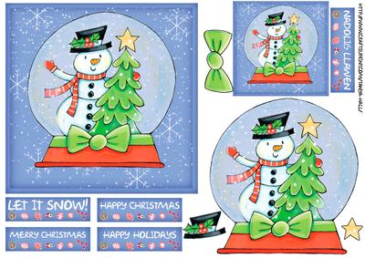 Snowman Snow Globe Christmas Quick Card