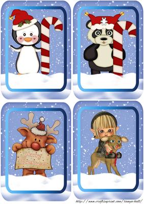 4 Christmas Toppers with Various Creatures