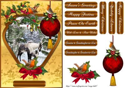 Reindeer Robin and Scenery Christmas Card