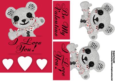 Cute Harlequin Teddy Bear Valentine's Card or Romance