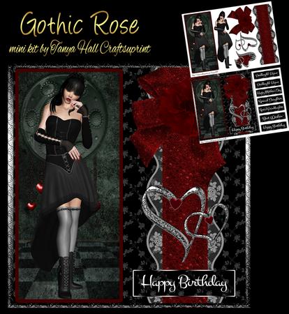 Gothic Rose Pretty Female Birthday Greeting Card Mini Kit