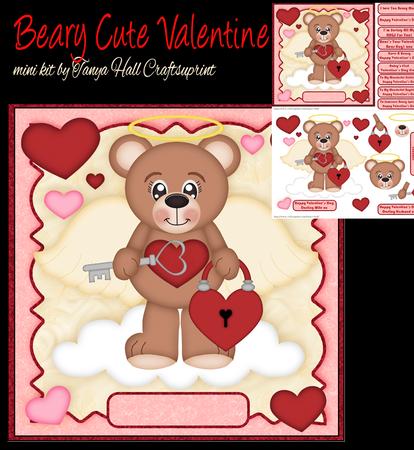 Cute Angel Bear Valentine's Day Card Mini Kit