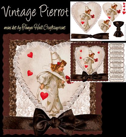 Vintage Pierrot Valentine's Day Mini Card Kit