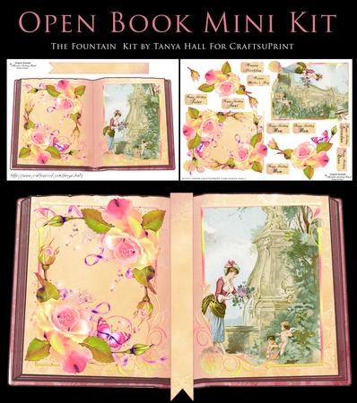 Vintage the Fountain Open Book, Mini Card Kit