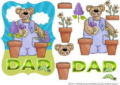 Dad Birthday, Father's Day with Garden Bear Bracket Shape
