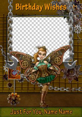 Custom Photo Greeting Card Steampunk Fairy