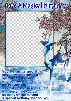 Water Unicorn Fantasy Custom Photo Card