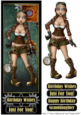 Large Dl Steempunk Fly Girl Quick Card