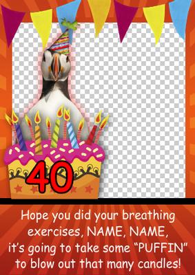 Humorous Fun Birthday Age Puffin Photo Card