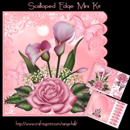 Pink Floral and Butterfly Mini Scalloped Edge Kit