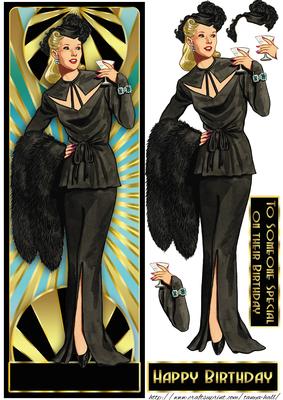 Art Deco Female Long Dl Quick Card