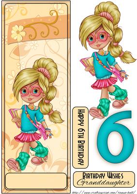 6th Birthday Cute Little Blonde Girl Large Dl Quick Card