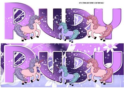 Ruby, Girls Large Dl Quick Card with Unicorns