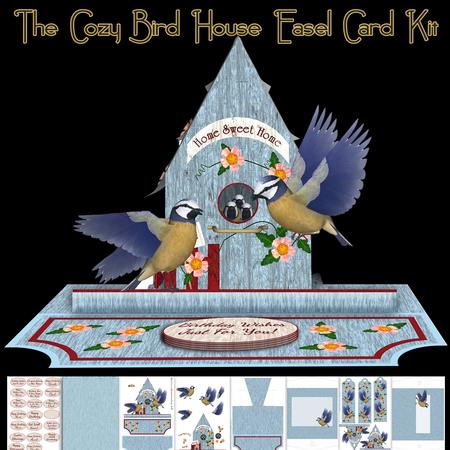 Blue Tit Easel Card Kit with Bird House