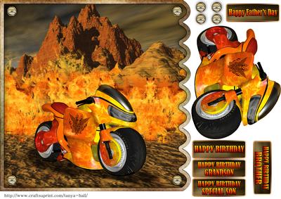 Scalloped Edge Motorcycle / Motorbike Quick Card