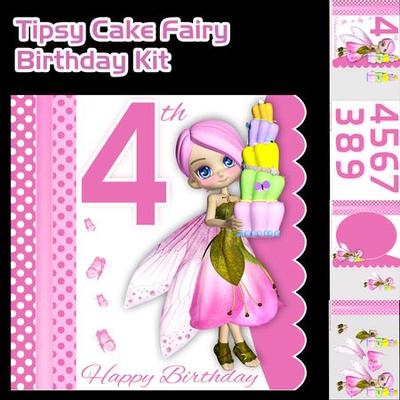 Tipsy Cake Fairy Birthday Card Kit