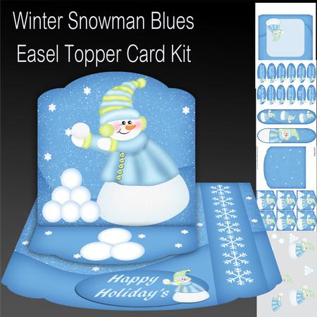 Winter Blues Snowman Easel Topper Card Kit