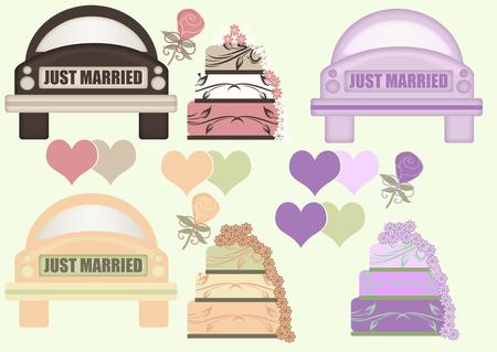 Wedding Cars, Cakes, Roses, Hearts Clip Art