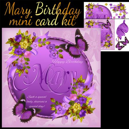 Mary Birthday Mini Kit with Floral and Butterfly Cameo