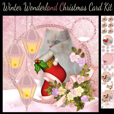 Persian Cat Christmas Wonderland Card Kit