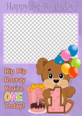 1st Birthday Puppy Dog Your Photo Here Card