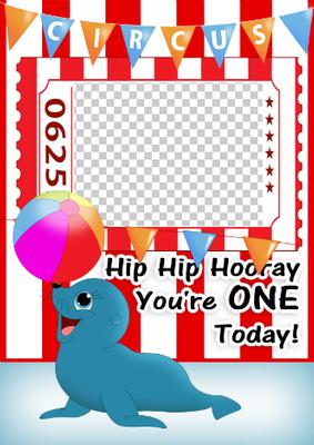 Circus Birthday Card with Cute Seal