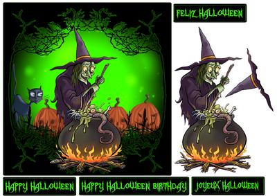 Halloween and Halloween Birthday Witch Quick Card