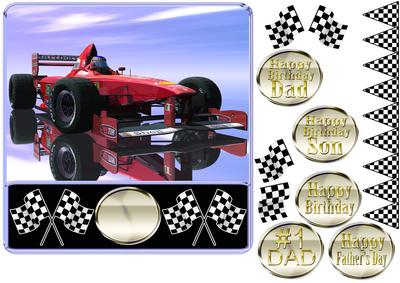 Red Racing Card on Reflective Background and Base