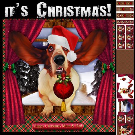 Basset Hound It's Christmas Card Kit