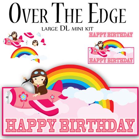 Pink Aeroplane Large Dl Mini Birthday Card Kit