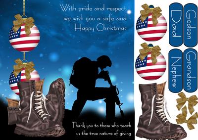 Usa Patriotic Armed Forces Heartfelt Christmas Quick Card