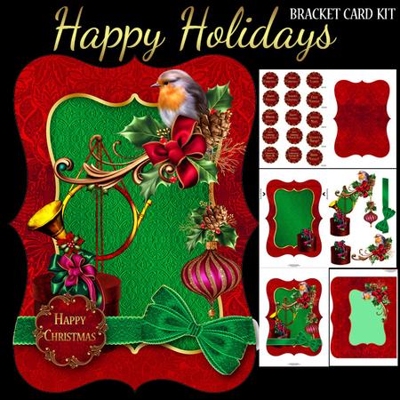 Happy Holidays Robin and Ornament Bracket Card Kit