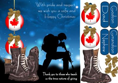 Patriotic Canadian Flag Christmas Ornaments and Solider