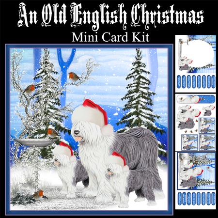 Old English Sheepdog Christmas Mini Card Kit