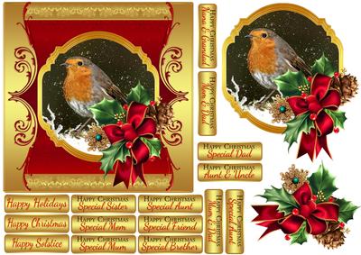 Robin Gold and Red Christmas Quick Card