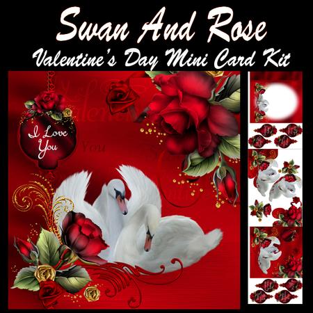 Swan and Rose Valentine's Day Mini Card Kit