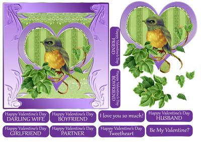 Little Green Love Bird Valentine's Greeting Card