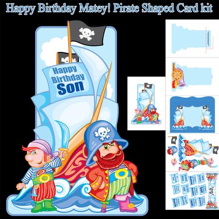 Happy Birthday Matey, Pirate Ship Shaped Card