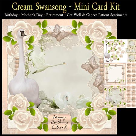Cream Swansong Mini Card Kit Lots of Sentiments