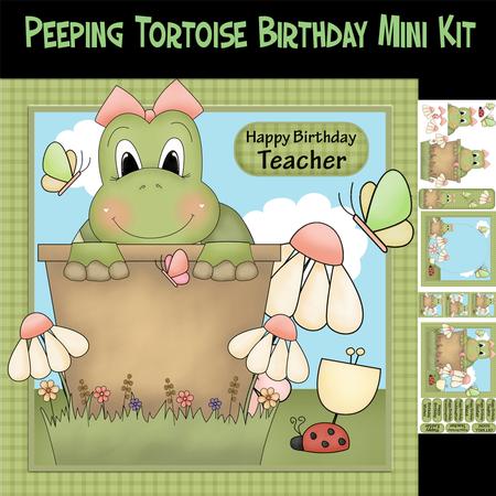 Peeping Tortoise Birthday Greeting Card Kit