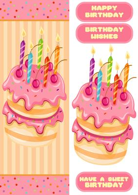 Birthday Cake and Candles Large Dl Card