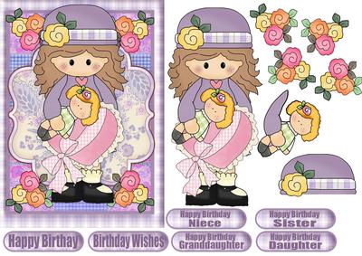 Little Patchwork Cutie Birthday 5x7 Quick Card