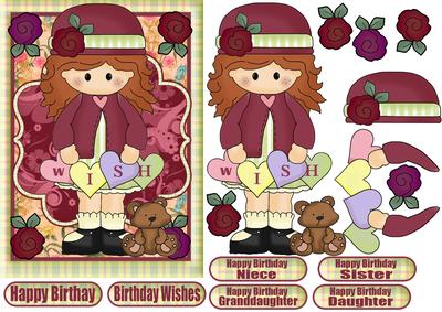 Make a Wish, Rag Doll Birthday Quick Card